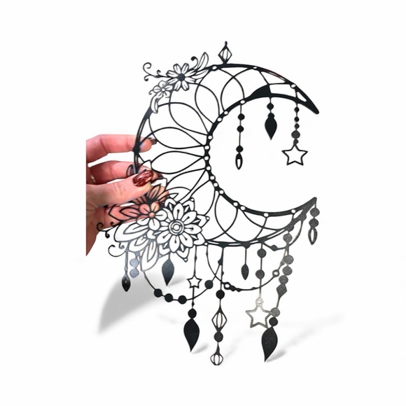 Black Floral Crescent Moon Wall Art - Picture 2 of 13